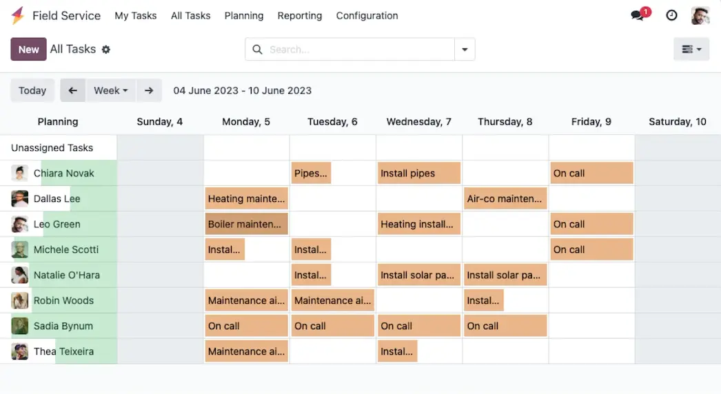 Planung mit Gantt-Ansicht